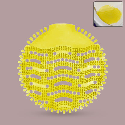 Wukusy urinal screen deodorizer mat for home improvement, showing a clean, colorful plastic mat with floral design for odor control.