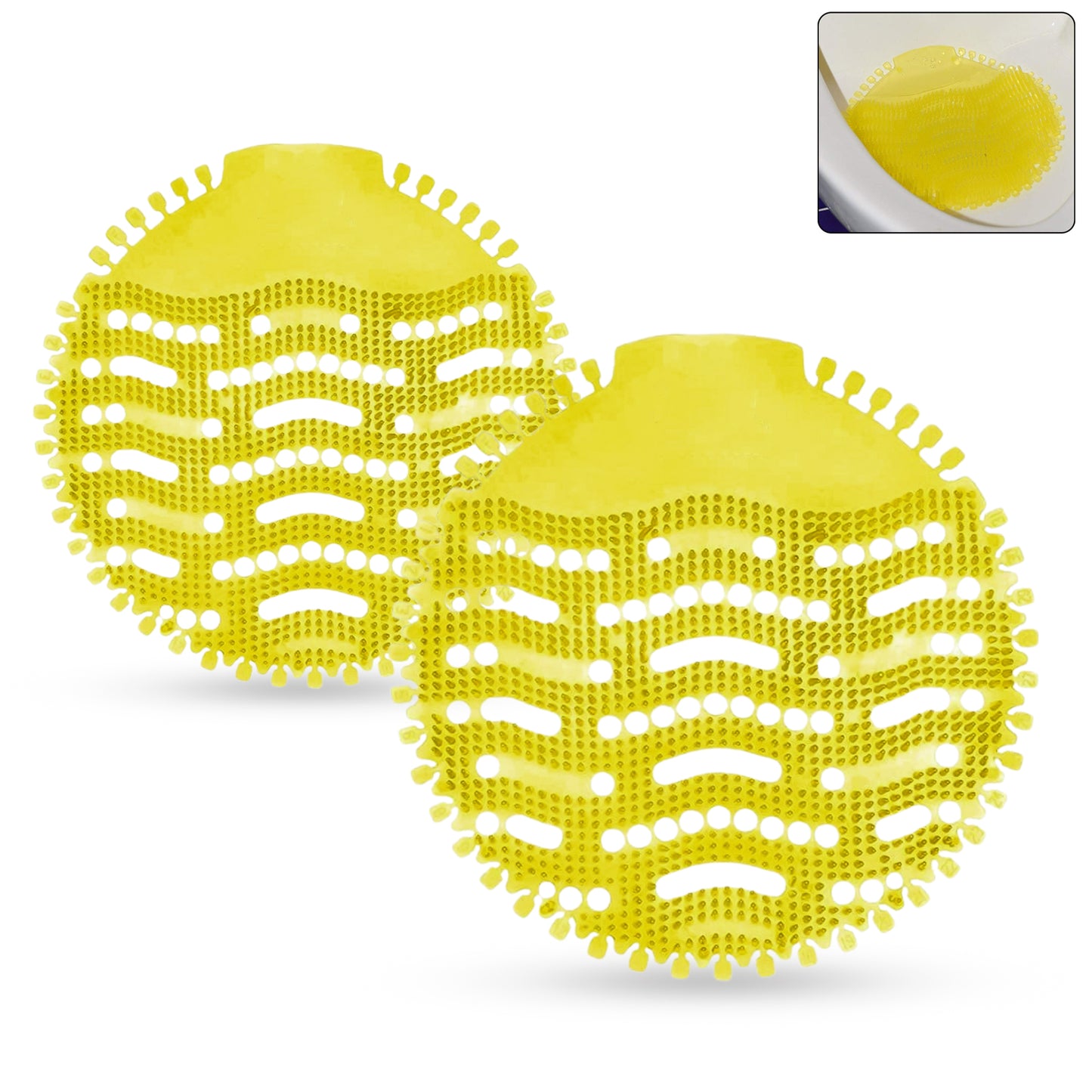 Wukusy urinal screen deodorizer mat set with two durable, odor-absorbing mats for home bathroom use.