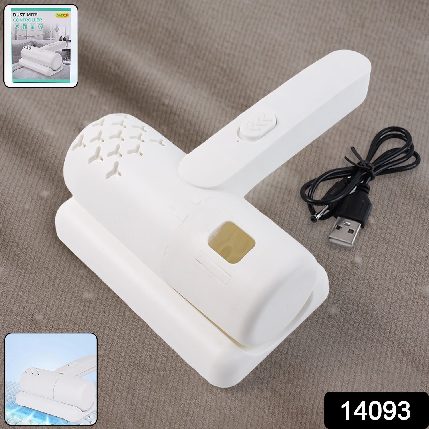 Wukusy USB rechargeable dust mite controller for home improvement, sleek device with power button and charging port visible