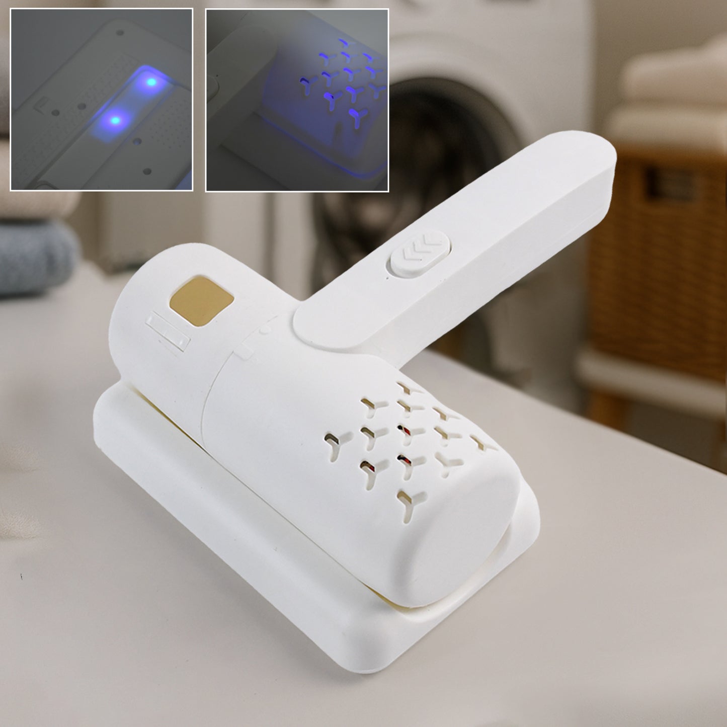 Wukusy USB rechargeable dust mite controller for home improvement, handheld device with power button and LED indicator