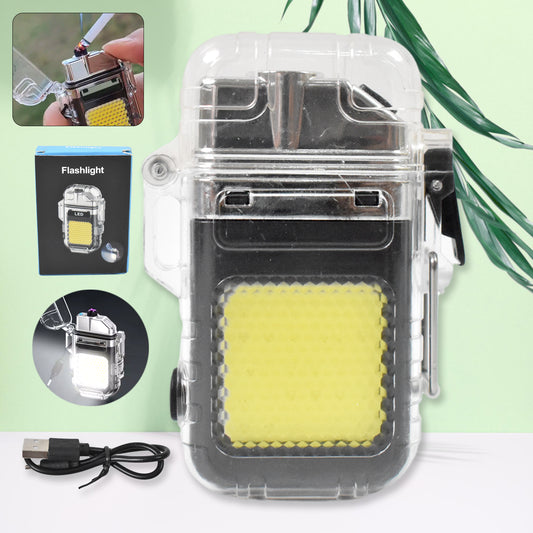 Wukusy USB rechargeable electric lighter with 3 modes and COB flashlight, suitable for home improvement tasks.