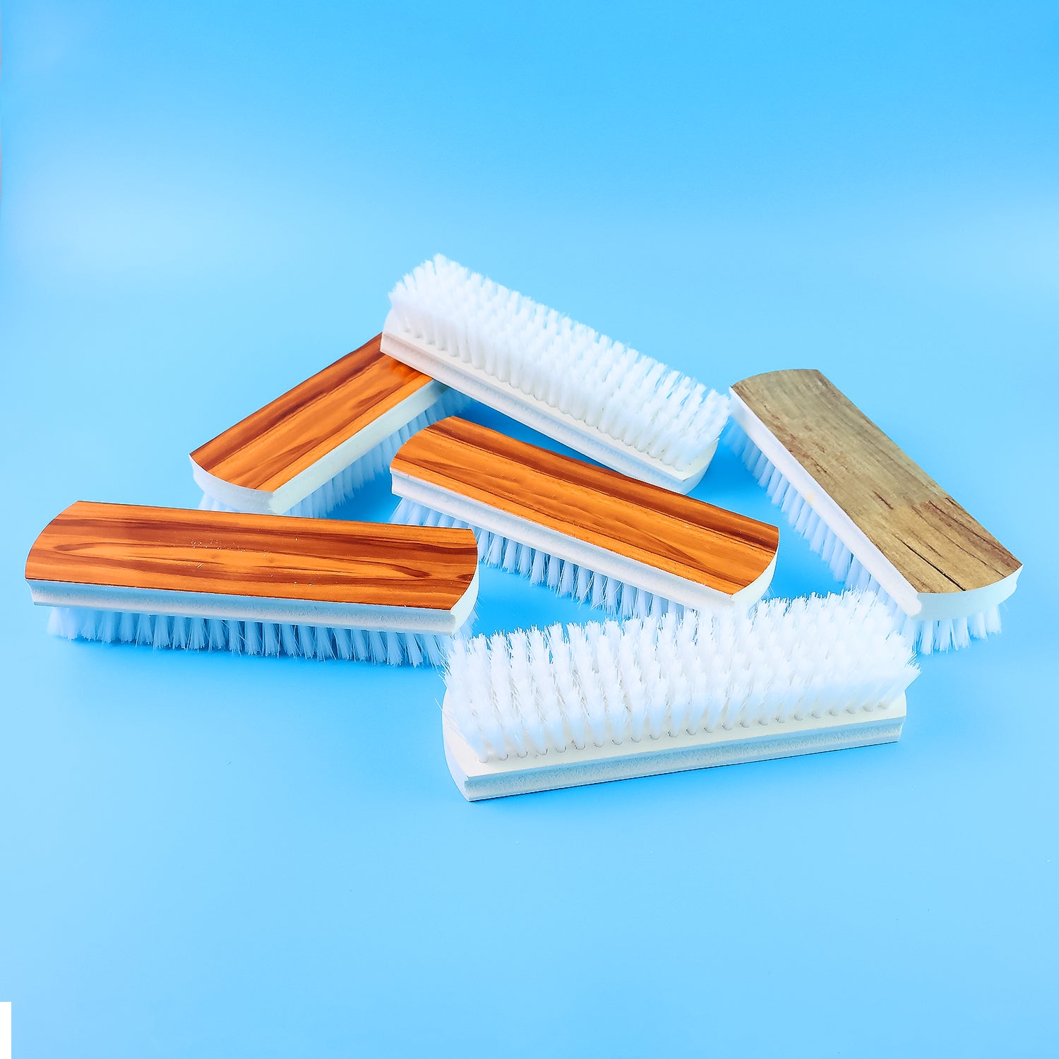 Wukusy Veepee 6-piece cleaning scrub brush set with multi-color bristles for washing and scrubbing surfaces in home improvement.