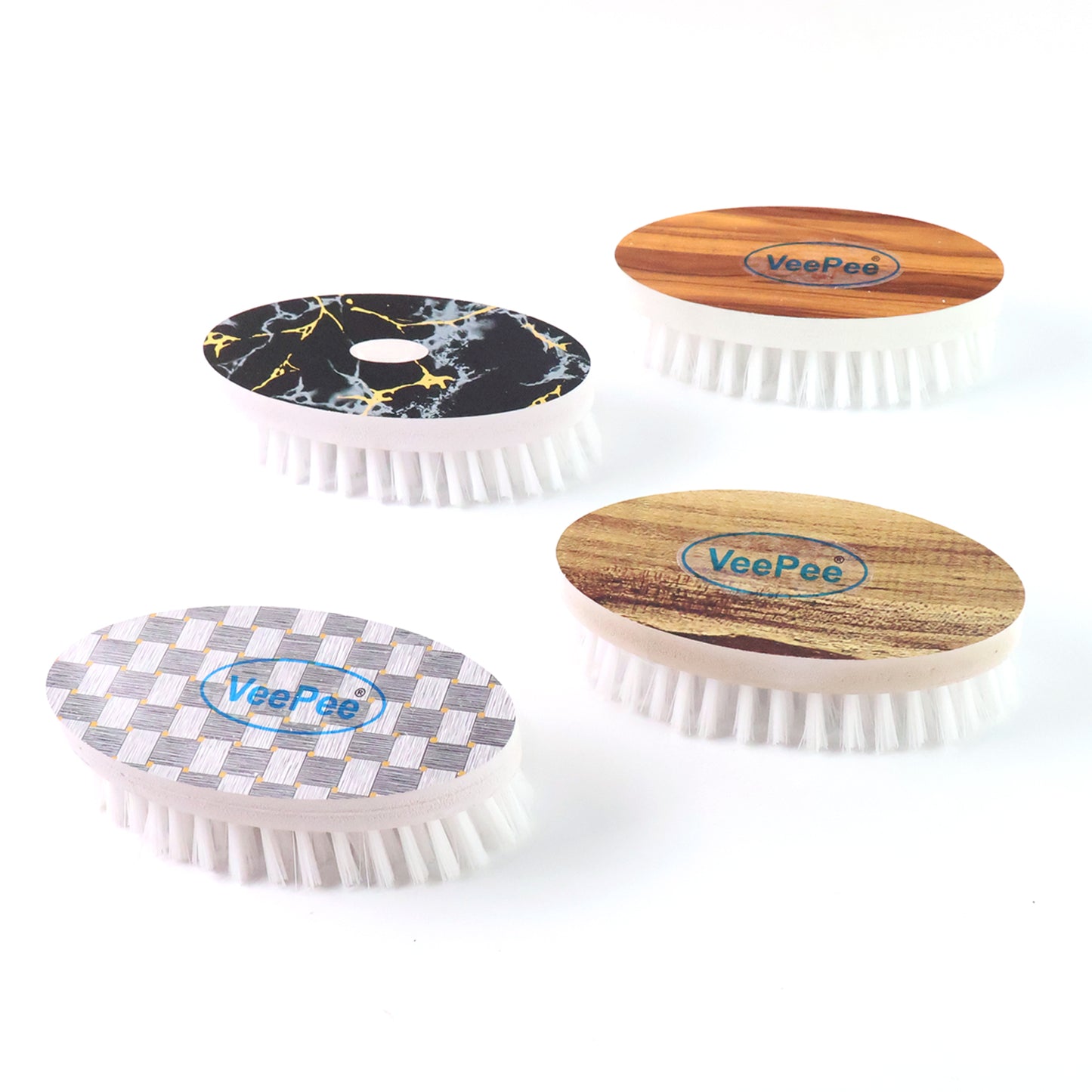 Wukusy Veepee Oval Cloth Washing Brush Set with four brushes for home cleaning and laundry tasks.