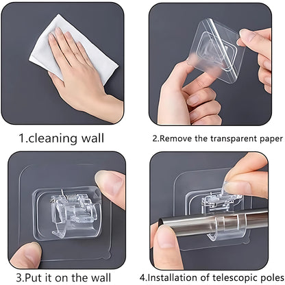 Wukusy wall mount transparent self-adhesive clip with strong spring grip for home improvement, holds lightweight items securely.