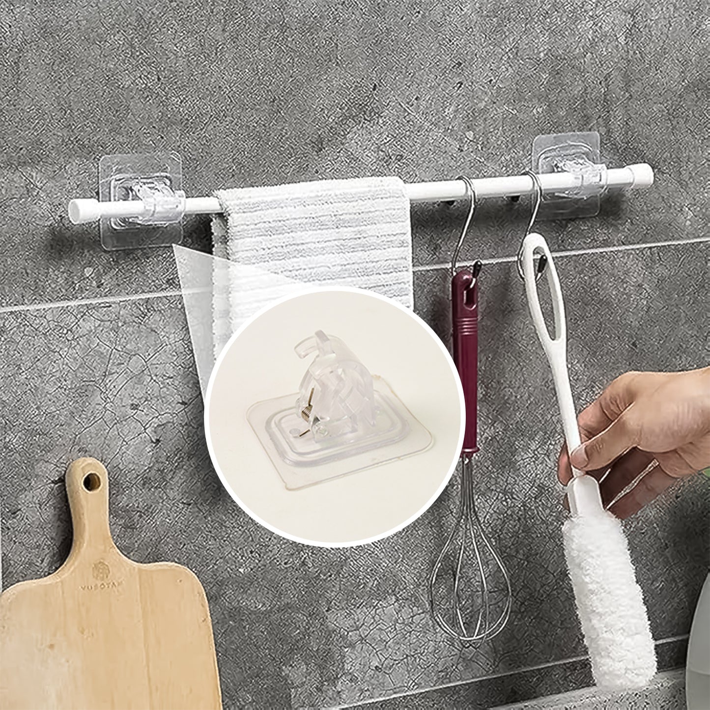 Wukusy wall mount transparent self-adhesive clip with strong spring grip for home improvement, ideal for organizing cables or small items.
