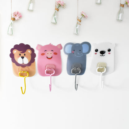 Set of 10 Wukusy wall-mounted cartoon hooks with self-adhesive backing for home organization and decor.