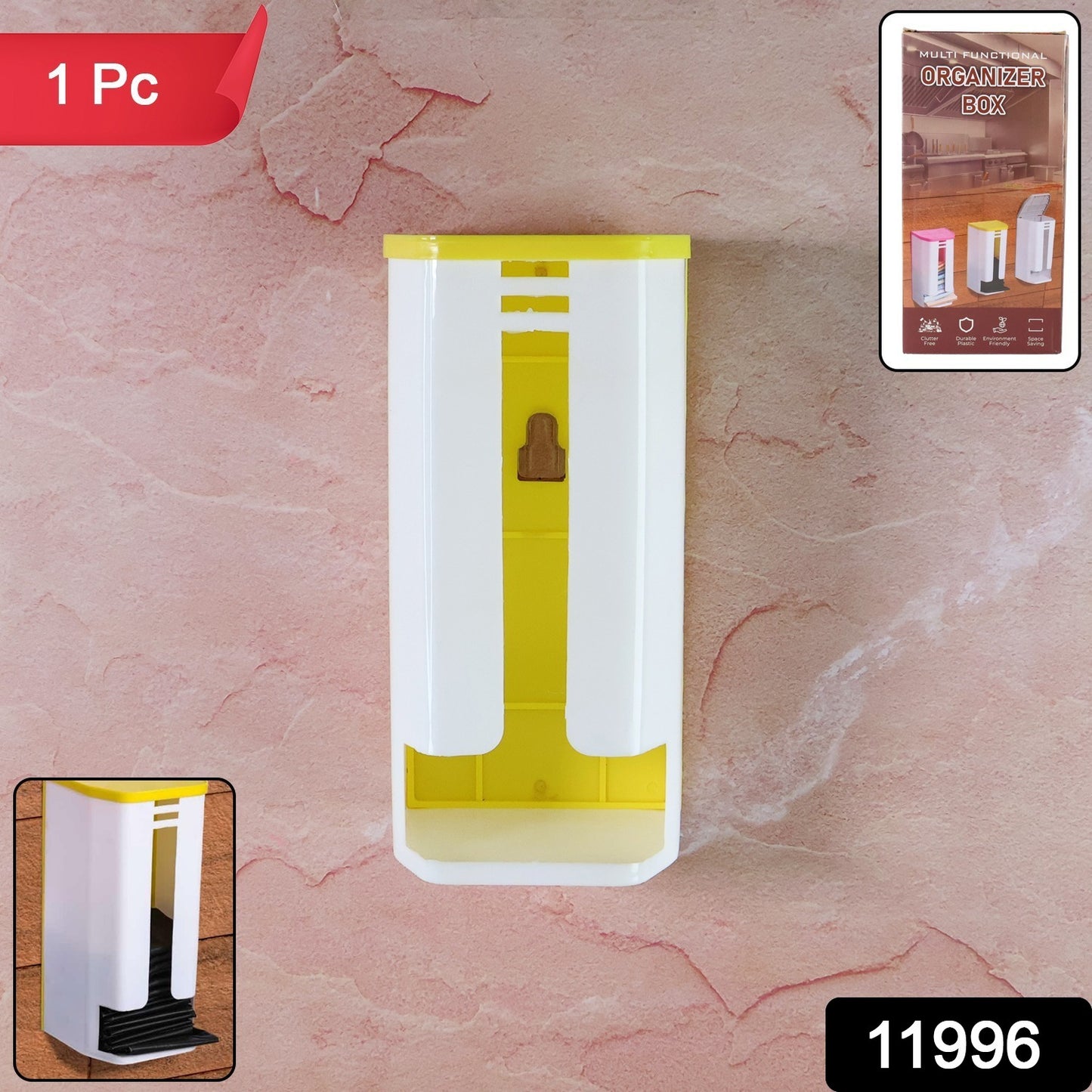 Wall-mounted plastic bag holder by Wukusy for home improvement, designed to organize and store plastic bags efficiently.
