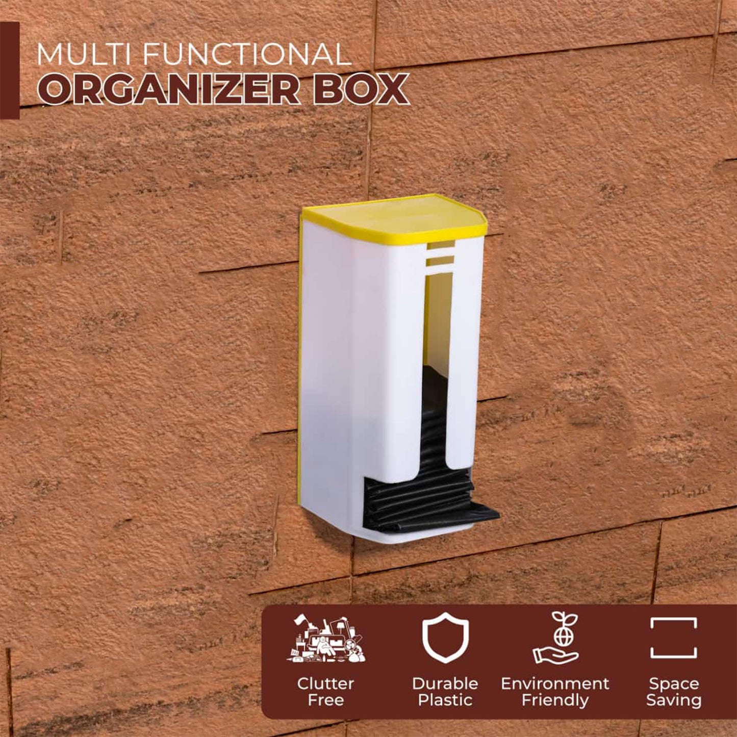 Wall-mounted plastic bag holder from Wukusy, designed for home improvement, with a sleek and functional wall-mounted design.