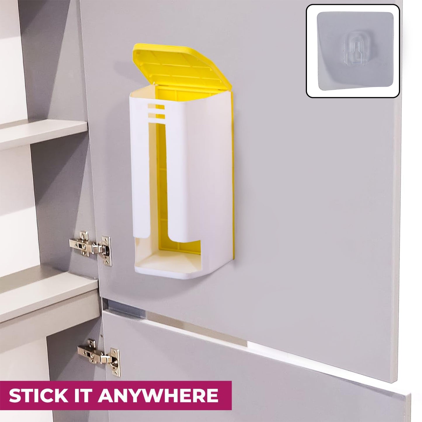 Wall-mounted plastic bag holder by Wukusy, designed for home improvement, shown mounted on a wall for organizing plastic bags.