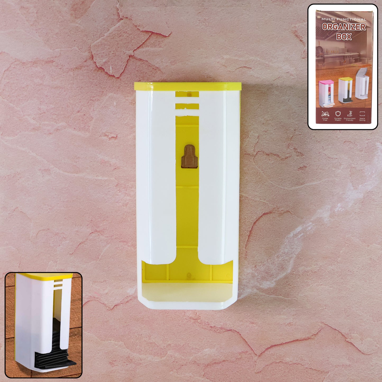 Wall-mounted plastic bag holder from Wukusy, designed for convenient storage and organization in home improvement projects.