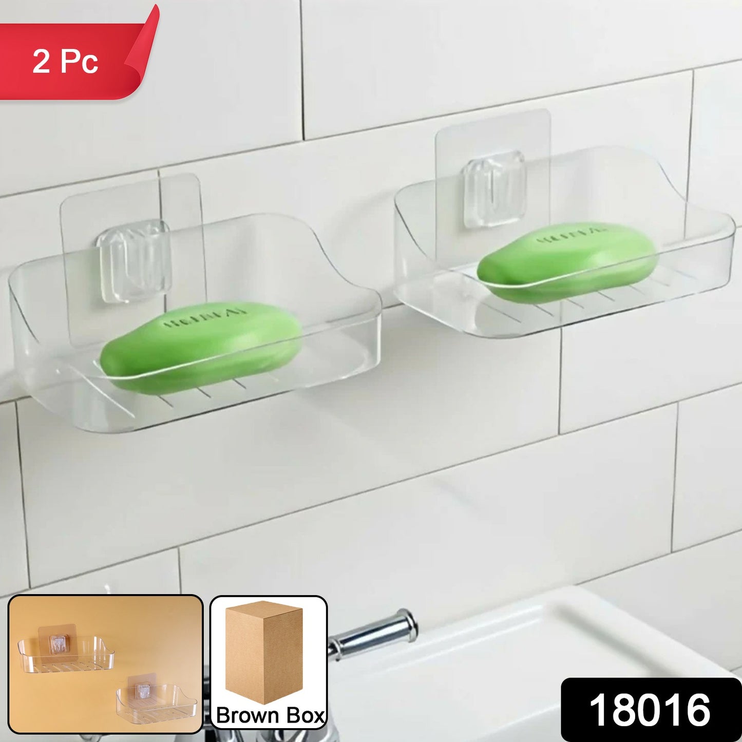 Wall-mounted transparent soap dish holder set by Wukusy for home improvement, featuring clear plastic design and secure mounting.