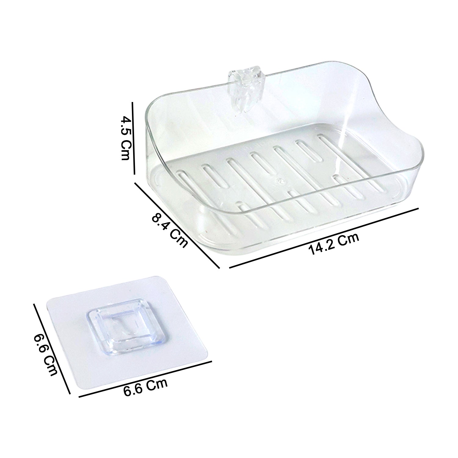 Wall-mounted transparent soap dish holder set by Wukusy, ideal for bathroom or kitchen organization.
