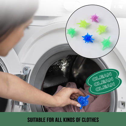 Set of 6 Wukusy reusable laundry soft spiky balls for washing machines, designed to improve cleaning and fabric care.