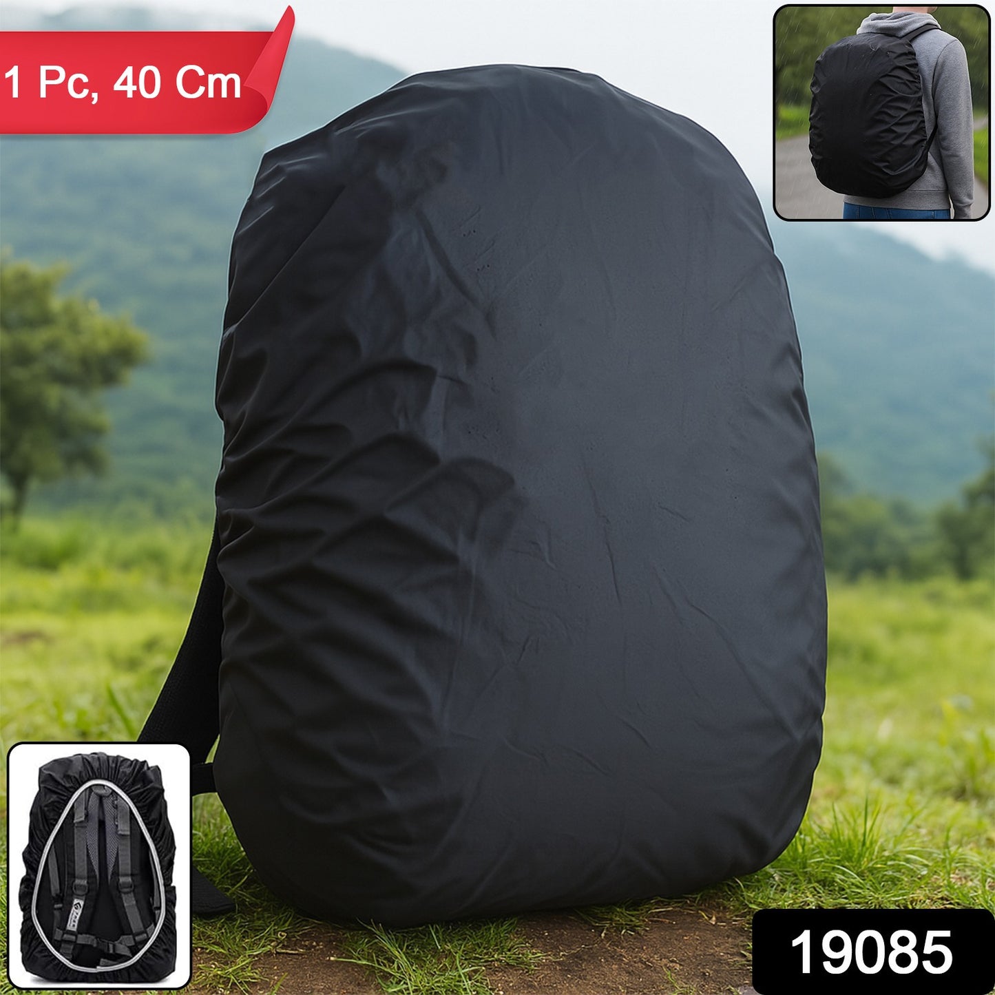 Wukusy waterproof small backpack rain cover protecting a compact backpack from rain, ideal for outdoor home improvement use.