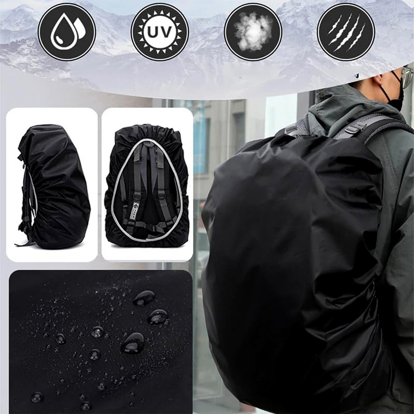 Wukusy waterproof small backpack rain cover, protective outdoor gear for backpacks in bright color.