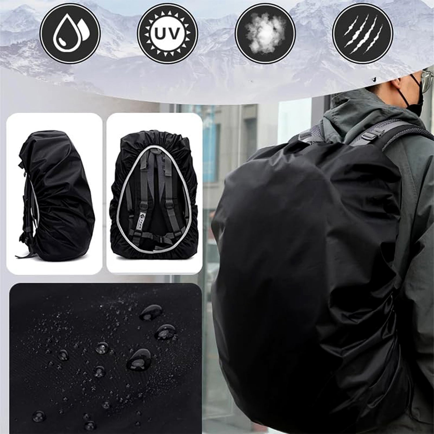 Wukusy waterproof small backpack rain cover, protective outdoor gear for backpacks in bright color.