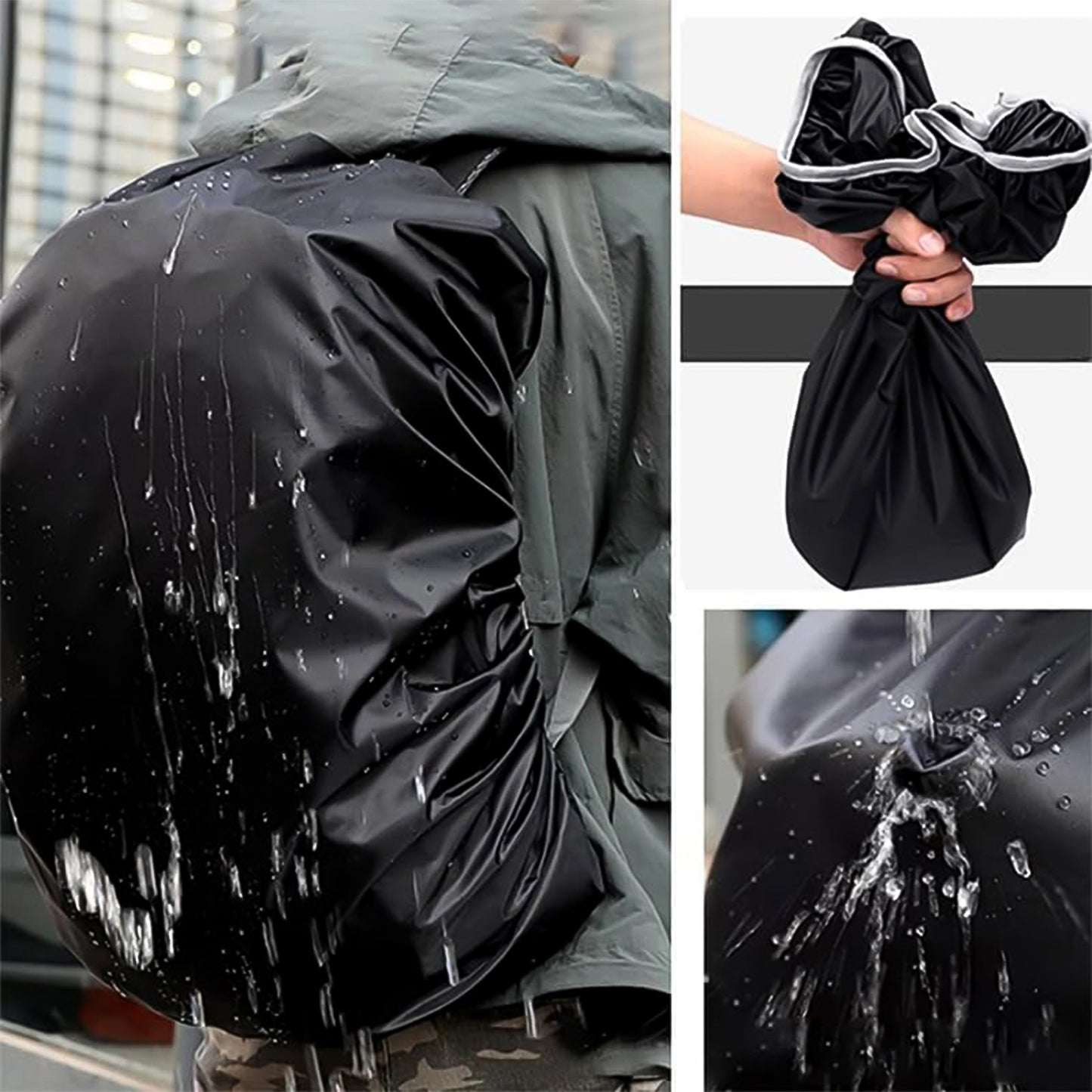 Wukusy waterproof small backpack rain cover for outdoor use, protecting a compact backpack from rain and moisture.