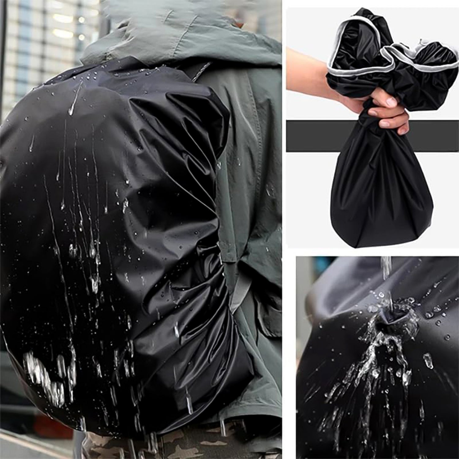 Wukusy waterproof small backpack rain cover for outdoor use, protecting a compact backpack from rain and moisture.