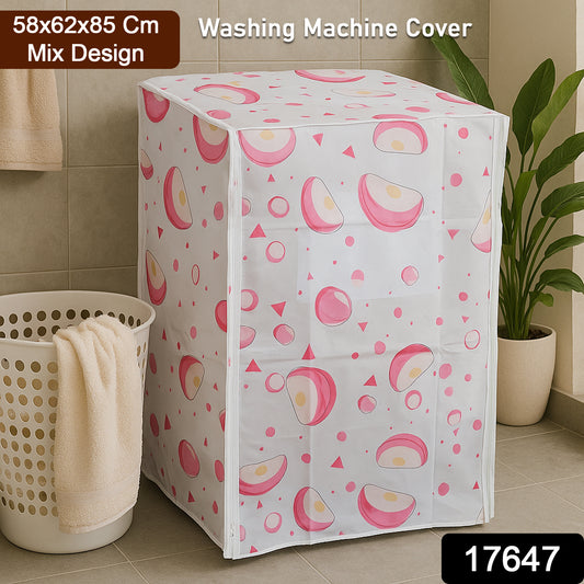 Wukusy waterproof washing machine cover in mix design, measuring 58x62x85 cm, protects appliances from dust and moisture.