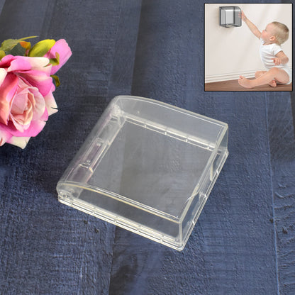 Clear weatherproof outlet cover for outdoor plugs and receptacles, designed for bathroom use, by Wukusy.