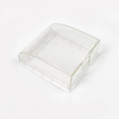 Clear weatherproof outlet cover for outdoor plugs and receptacles, designed for bathroom use, by Wukusy.