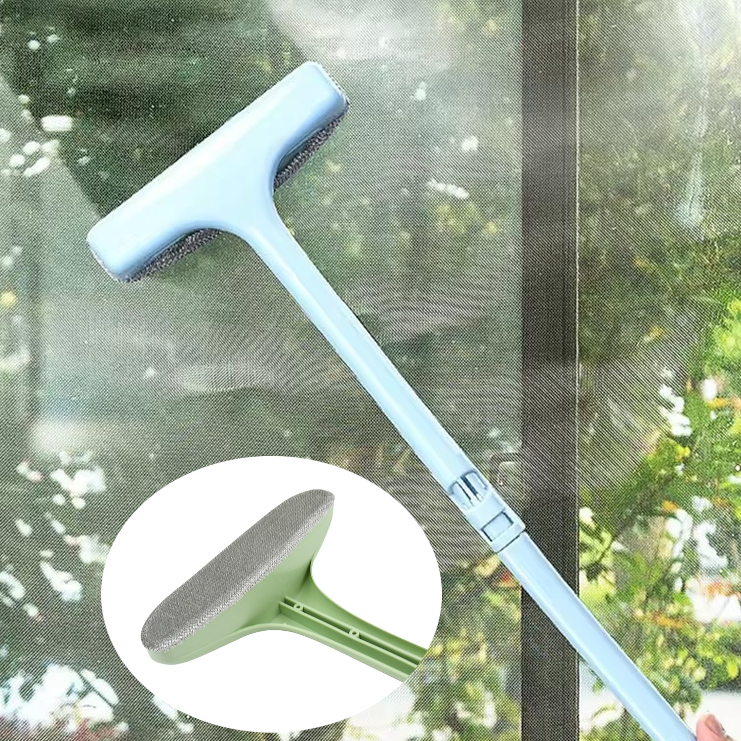 Wukusy window screen cleaning brush with extendable handle, ideal for removing dirt and debris from window screens.
