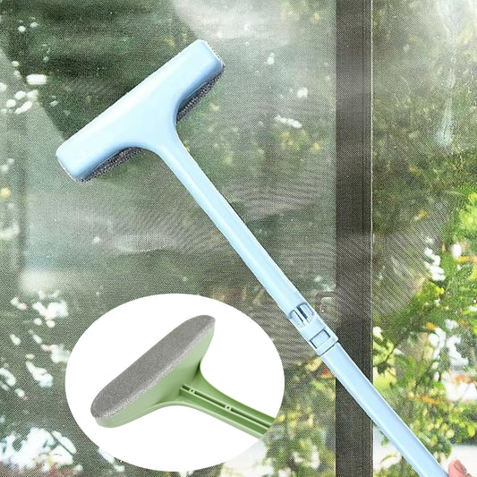 Wukusy window screen cleaning brush with extendable handle, ideal for removing dirt and debris from window screens.