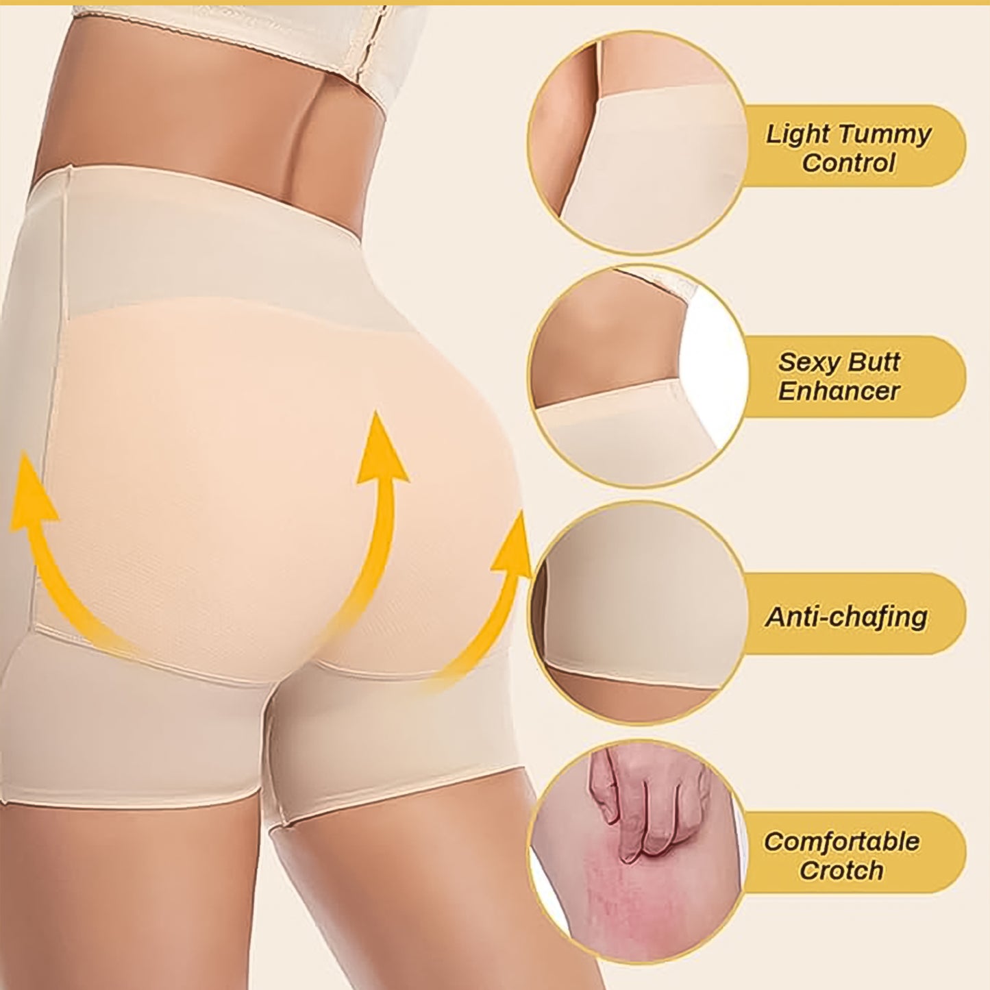 Wukusy women's padded butt lifter underwear with hip pads, body shaper control knickers, medium size, visible for enhanced curves.