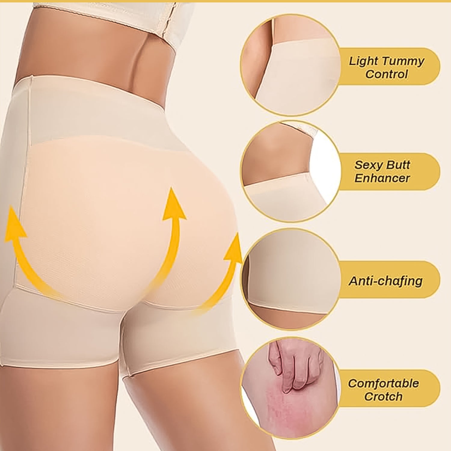 Wukusy women's padded butt lifter underwear with hip pads, body shaper control knickers, medium size, visible for enhanced curves.