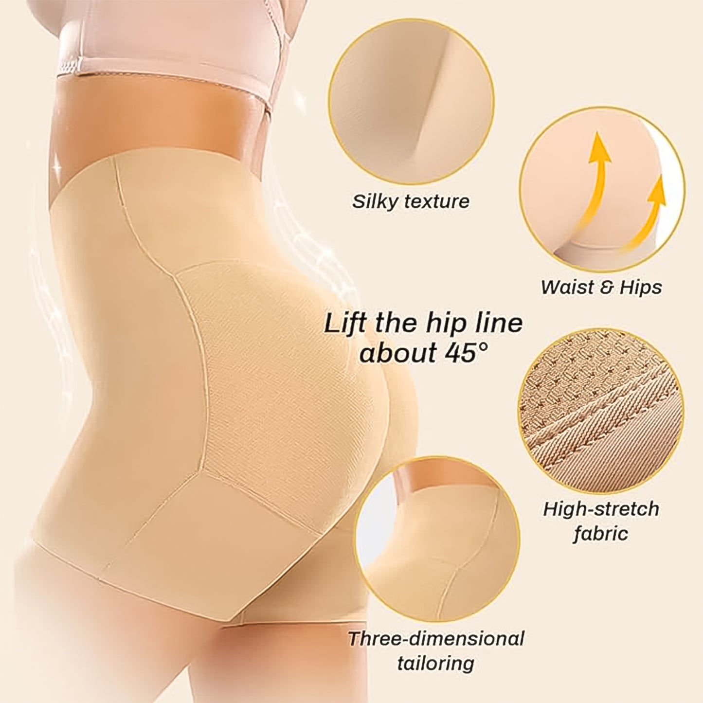Wukusy women's padded butt lifter underwear with hip pads, body shaper control knickers, medium size, designed to enhance curves.
