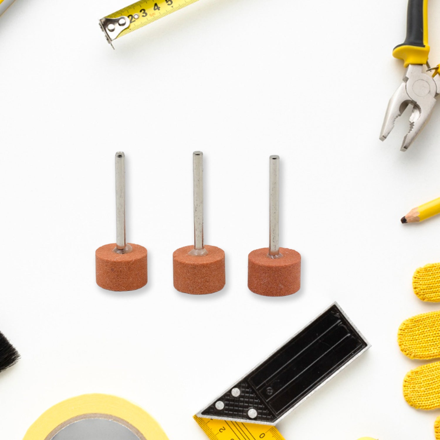 Set of three Wukusy wool felt polishing buffing wheels and mounted polishing bits for home improvement and jewelry polishing tasks.