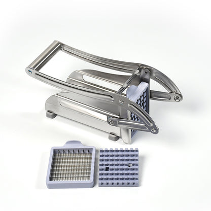 Wukusy French fries potato chips strip cutter machine with blade for home kitchen use, showing the device and cutting blades.