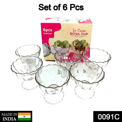 Set of 6 Wukusy dessert bowls for ice cream, salad, and fruit, featuring clear glass design for home and kitchen use.