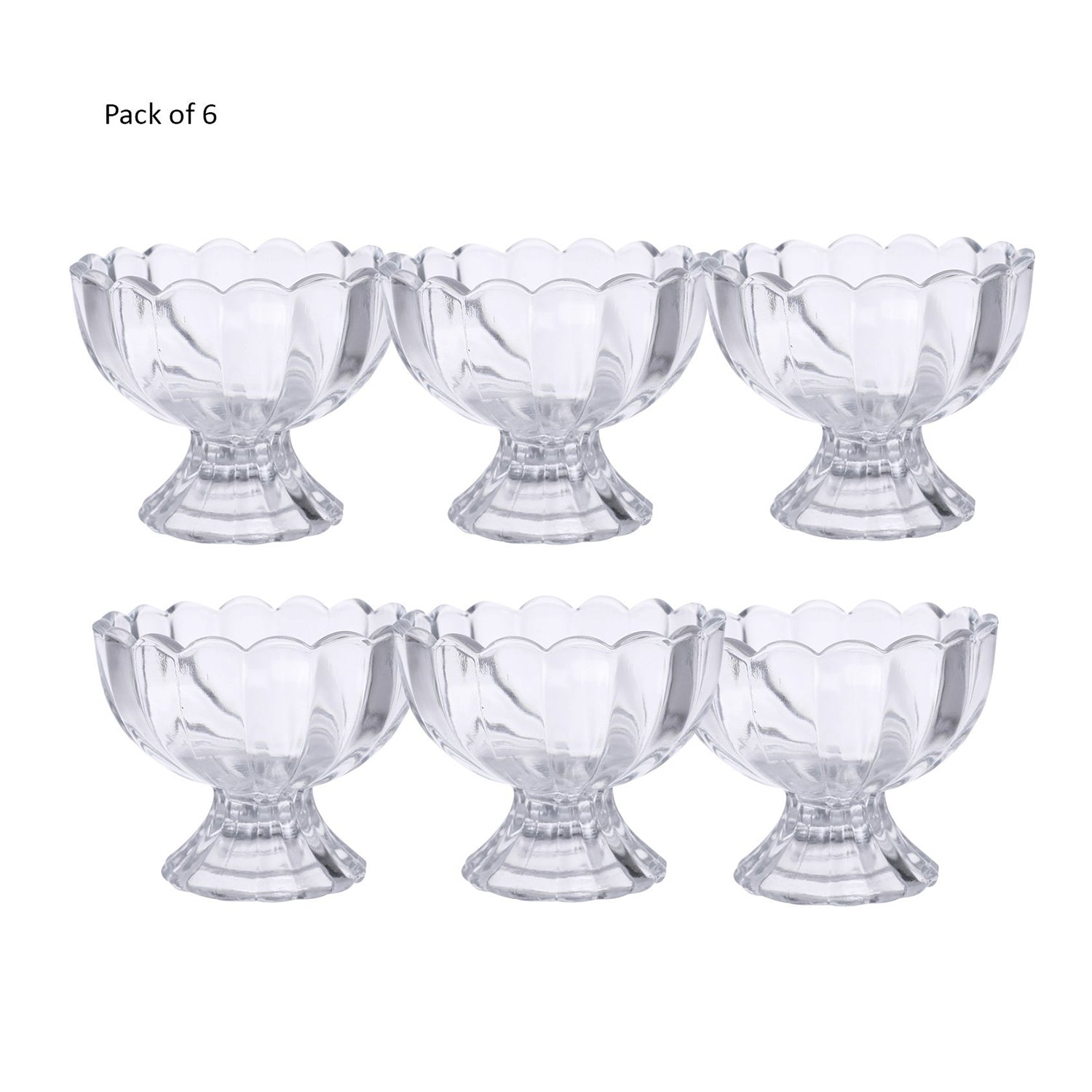 Six Wukusy dessert bowls for ice cream, salad, and fruit, made of clear glass, perfect for home and kitchen use.