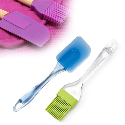 Wukusy spatula and pastry brush set for cake mixing, featuring flexible silicone tools for baking and kitchen use.