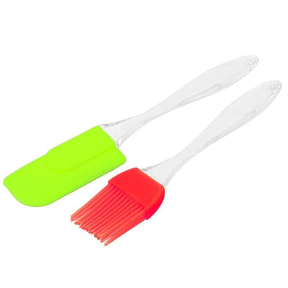 Wukusy spatula and pastry brush set for cake mixing, featuring a flexible spatula and brush with wooden handles, ideal for baking.
