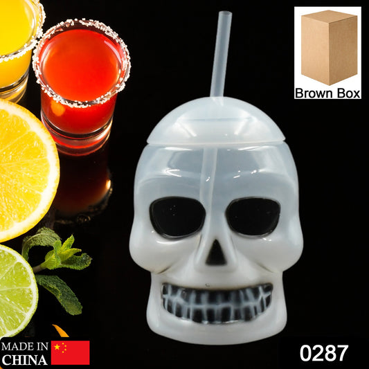 Wukusy Ghost Face water bottle with lid and straw, suitable for summer Hawaiian and beach parties for kids and adults.