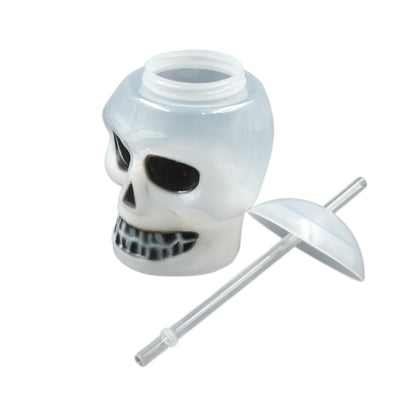 Wukusy Ghost Face water bottle with lid and straw, ideal for summer Hawaiian and beach parties for kids and adults.