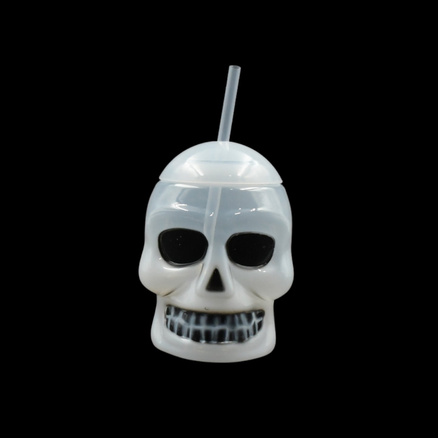 Wukusy Ghost Face water bottle with lid and straw, perfect for summer beach and Hawaiian party decorations for kids and adults.