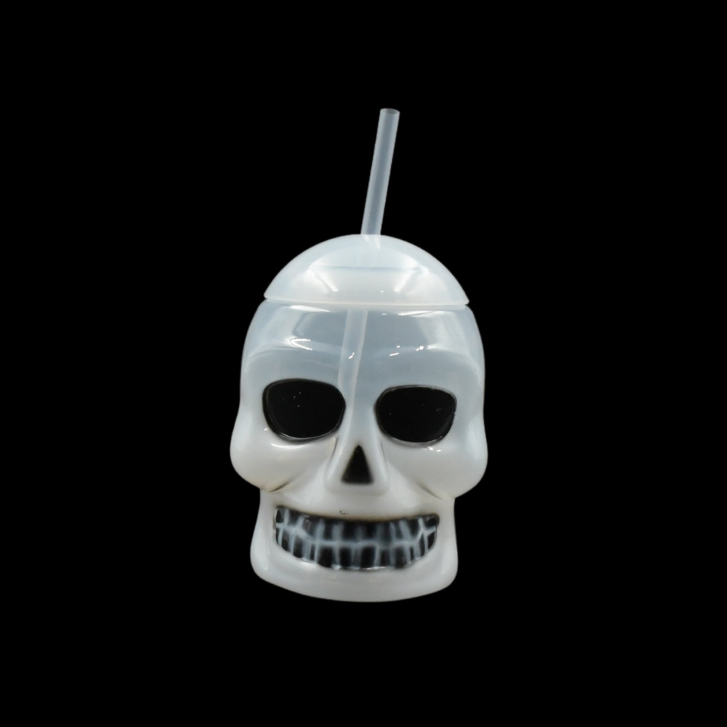 Wukusy Ghost Face water bottle with lid and straw, perfect for summer beach and Hawaiian party decorations for kids and adults.
