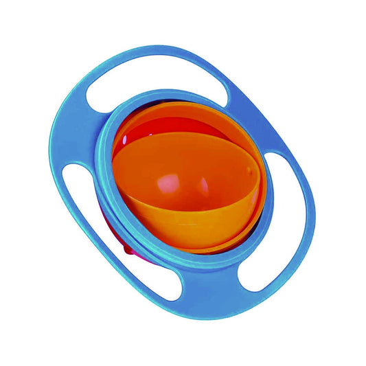 Wukusy portable toddler gyro bowl with non-spill design, 360-degree rotating dish for easy feeding in home and kitchen settings.