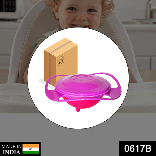 Wukusy rotating baby bowl for serving food to kids and toddlers, with colorful sections and a stable base.