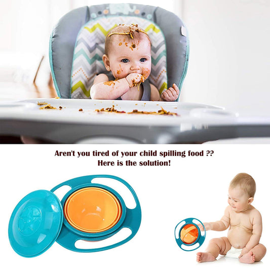 Wukusy rotating baby bowl for serving food to kids and toddlers, made of durable kitchen-safe materials.