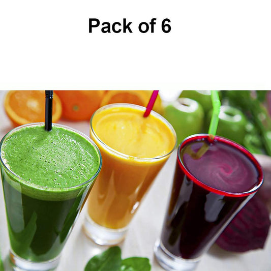 Set of six Wukusy 300ml transparent plastic Juicy glasses with a stylish look for home and kitchen use.