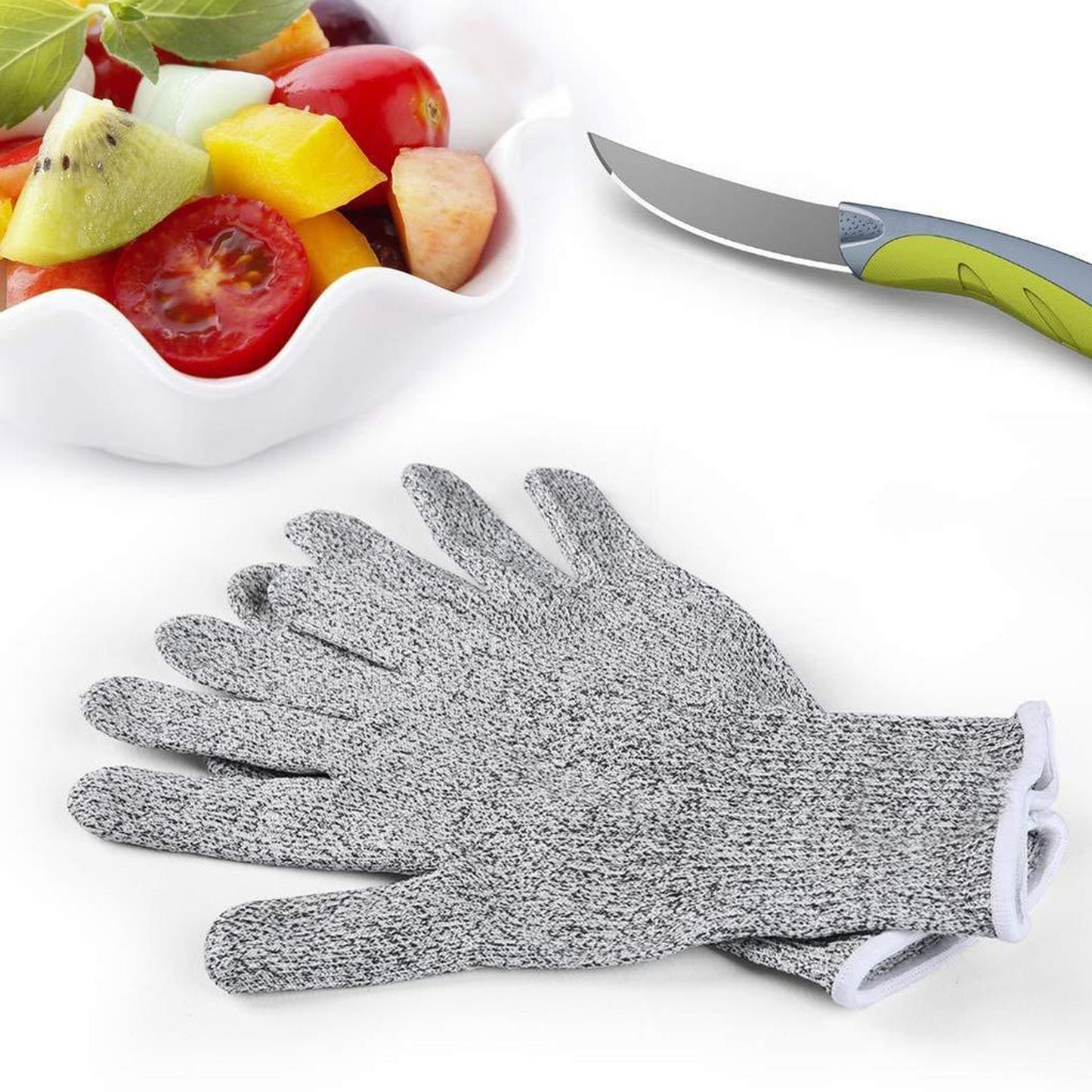 Multicolour Wukusy anti-cutting resistant safety gloves for hand protection, ideal for home and kitchen tasks.