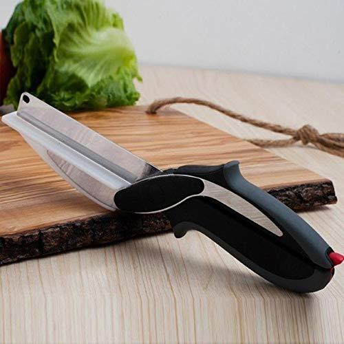 Wukusy stainless steel 4-in-1 clever kitchen cutter in black with multiple blades for versatile food preparation.