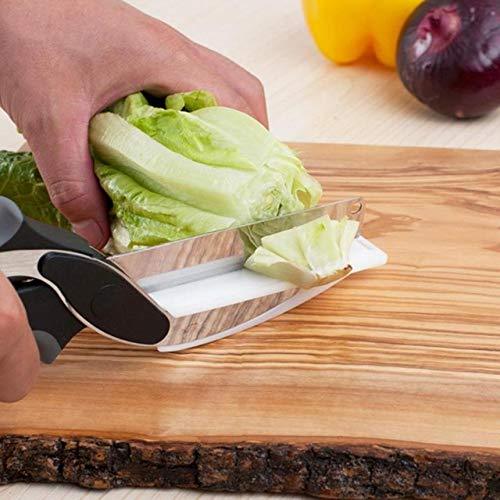 Wukusy stainless steel 4-in-1 Clever Cutter in black with ergonomic handle and multi-function blades for home kitchen use.