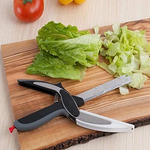 Wukusy 073 stainless steel 4-in-1 Clever Cutter in black, showing its compact design and multi-function kitchen tool.