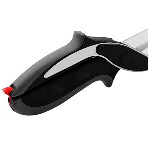 Wukusy stainless steel 4-in-1 Clever Cutter in black, showing the multi-functional kitchen tool with blades and handle.