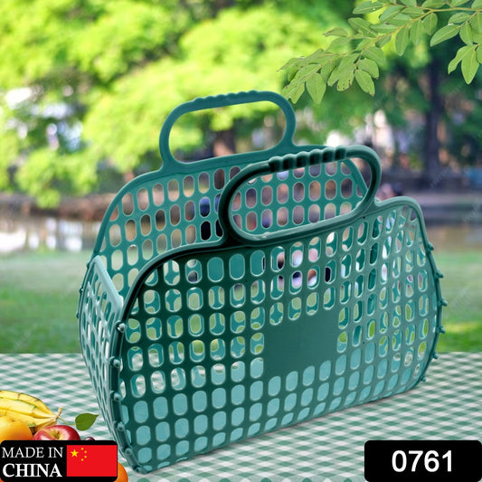 Wukusy foldable grocery shopping bag with vegetable and smiley design, made of durable non-woven fabric for home and kitchen use.